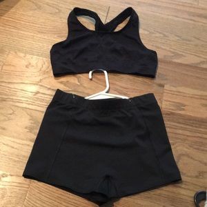 Cheer or volleyball shorts. Sport bra